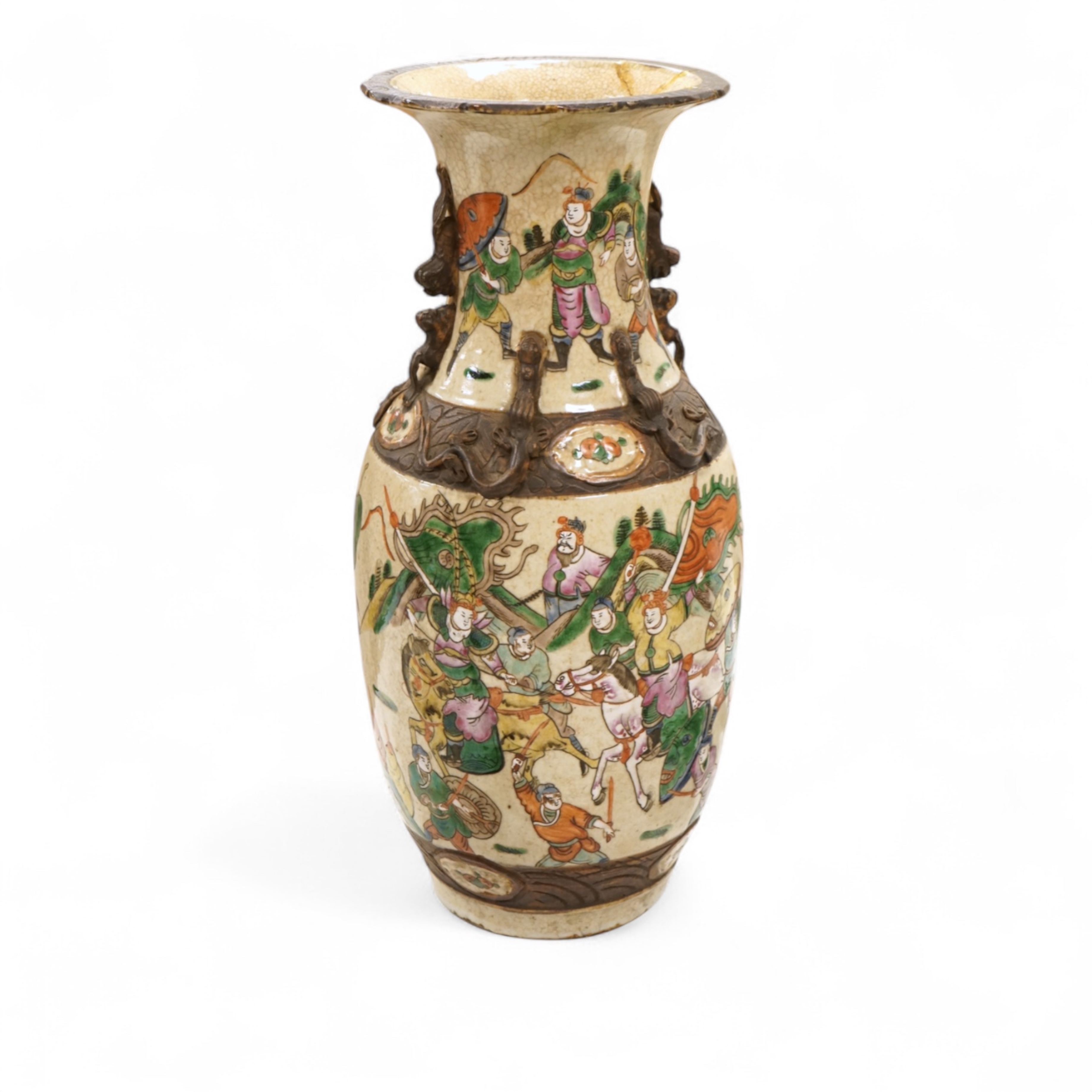 A late 19th century Chinese crackle glaze vase, 46cm